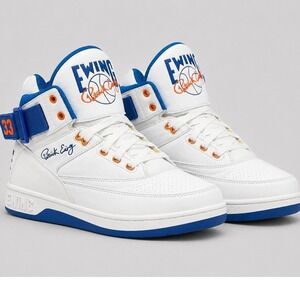 Retro Knicks Ewing Athletics 33 Hi Mens 10.5 White Royal‎ Blue Orange Knicks
